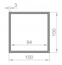 Square aluminum pipe 100x100x3 anodized - Фото №1