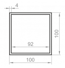 Труба алюминиевая квадратная 100x100x4 без покрытия
