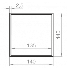 Труба алюминиевая квадратная 140x140x2,5 без покрытия