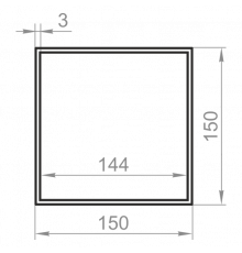 Square aluminum pipe 150x150x3 without coating - Фото №1