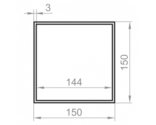 Square aluminum pipe 150x150x3 without coating - Фото №1