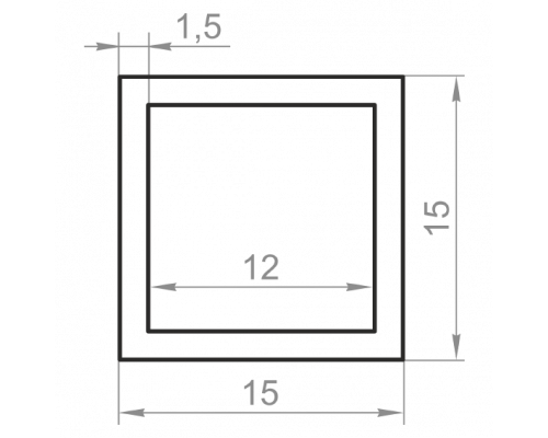 Труба алюминиевая квадратная 15x15x1,5 анодированная - Фото №1
