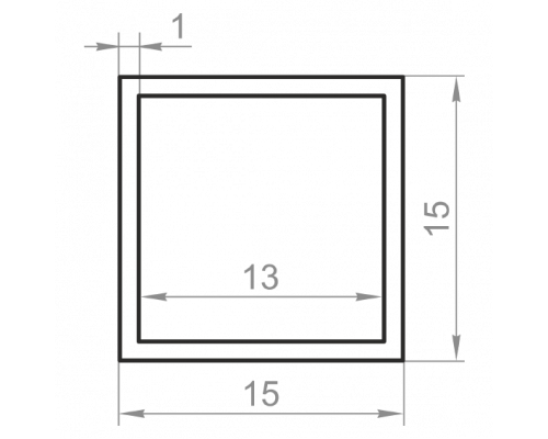 Труба алюминиевая квадратная 15x15x1 анодированная - Фото №1