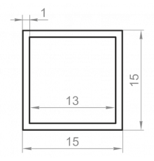 Труба алюминиевая квадратная 15x15x1 без покрытия - Фото №1