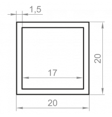Труба алюминиевая квадратная 20x20x1,5 анодированная - Фото №1