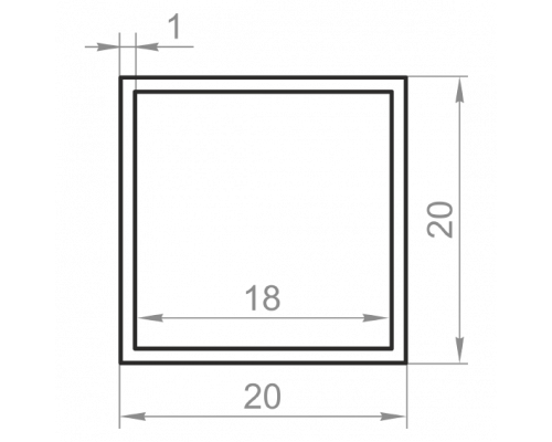 Труба алюминиевая квадратная 20x20x1 анодированная - Фото №1