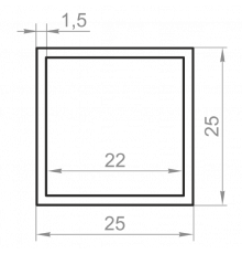 Труба алюминиевая квадратная 25x25x1,5 анодированная - Фото №1
