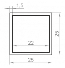 Труба алюминиевая квадратная 25x25x1,5 анодированная