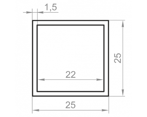 Труба алюмінієва квадратна 25х25x1,5 без покриття - Фото №1
