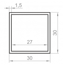 Труба алюминиевая квадратная 30x30x1,5 анодированная - Фото №1