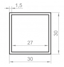 Square aluminum pipe 30x30x1.5 without coating - Фото №1