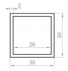 Труба алюминиевая квадратная 30x30x2 анодированная - Фото №1
