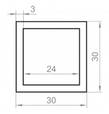 Труба алюминиевая квадратная 30x30x3 без покрытия