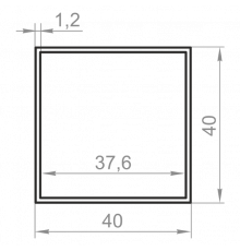 Труба алюминиевая квадратная 40x40x1,2 анодированная - Фото №1