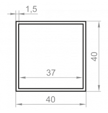 Square aluminum pipe 40x40x1.5 without coating - Фото №1