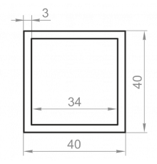 Труба алюминиевая квадратная 40x40x3 без покрытия - Фото №1