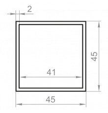 Труба алюминиевая квадратная 45x45x2 анодированная - Фото №1