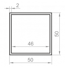 Труба алюминиевая квадратная 50x50x2 анодированная - Фото №1