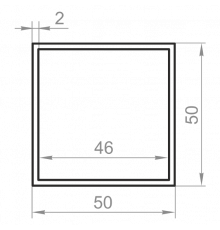 Square aluminum pipe 50x50x2 anodized - Фото №1