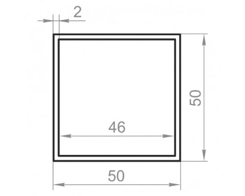 Труба алюминиевая квадратная 50x50x2 анодированная - Фото №1