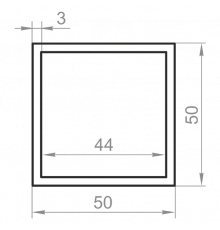 Труба алюминиевая квадратная 50x50x3 анодированная