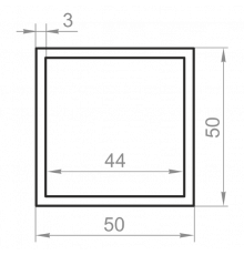 Труба алюминиевая квадратная 50x50x3 без покрытия - Фото №1