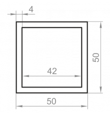 Труба алюминиевая квадратная 50x50x4 без покрытия