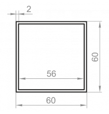 Труба алюминиевая квадратная 60x60x2 анодированная - Фото №1