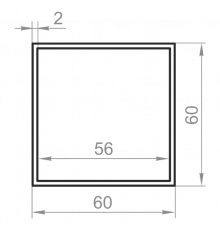 Труба алюминиевая квадратная 60x60x2 анодированная