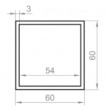 Square aluminum pipe 60x60x3 anodized - Фото №1