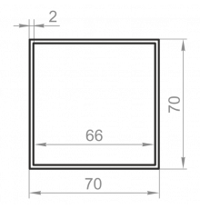 Труба алюминиевая квадратная 70x70x2 без покрытия - Фото №1