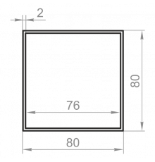 Труба алюминиевая квадратная 80x80x2 анодированная - Фото №1