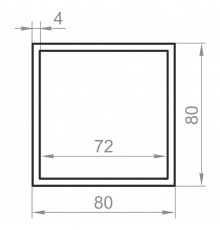 Square aluminum pipe 80x80x4 without coating - Фото №1