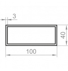Aluminum rectangular pipe 100x40x3 anodized - Фото №1