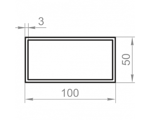 Aluminum rectangular pipe 100x50x3 anodized - Фото №1