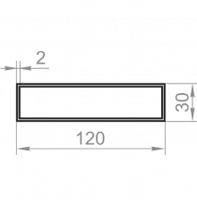 Aluminum rectangular pipe 120x30x2 anodized - Фото №1