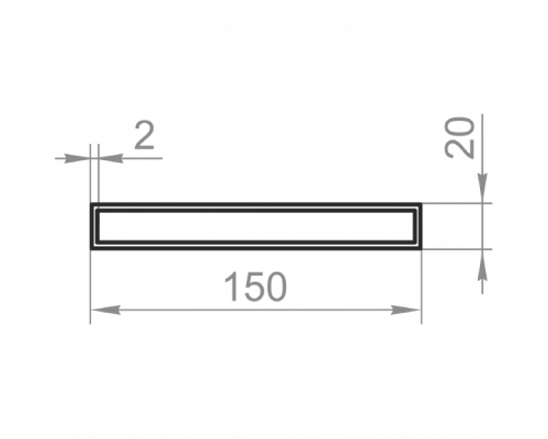Алюминиевая труба прямоугольная 150x20x2 без покрытия - Фото №1