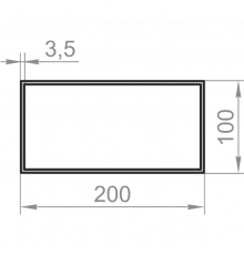 Aluminum rectangular pipe 200x100x3.5 without coating - Фото №1
