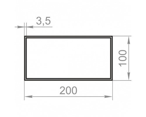 Алюминиевая труба прямоугольная 200x100x3,5 анодированная - Фото №1