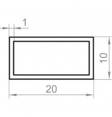 Aluminum rectangular pipe 20x10x1 without coating - Фото №1