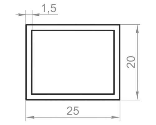 Aluminum rectangular pipe 25x20x1.5 without coating - Фото №1