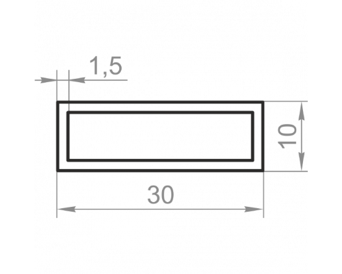 Aluminum rectangular pipe 30x10x1.5 without coating - Фото №1