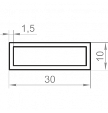 Алюминиевая труба прямоугольная 30x10x1,5 анодированная - Фото №1