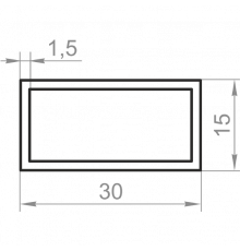 Aluminum rectangular pipe 30x15x1.5 without coating - Фото №1