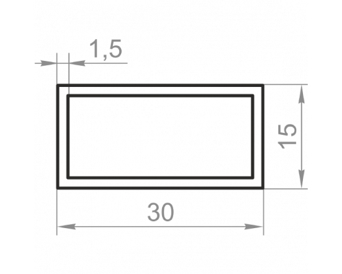 Aluminum rectangular pipe 30x15x1.5 without coating - Фото №1