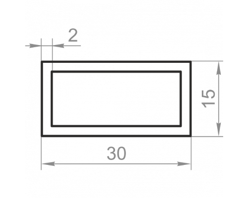 Aluminum rectangular pipe 30x15x2 without coating - Фото №1