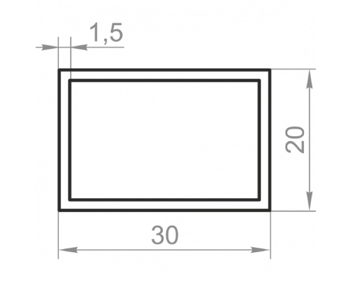 Aluminum rectangular pipe 30x20x1.5 without coating - Фото №1
