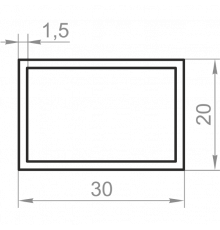Алюминиевая труба прямоугольная 30x20x1,5 анодированная - Фото №1