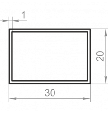Aluminum rectangular pipe 30x20x1 without coating - Фото №1