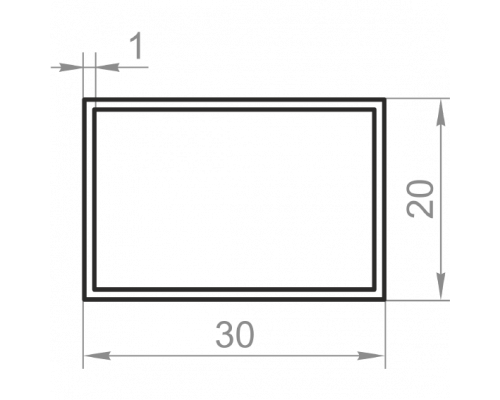 Aluminum rectangular pipe 30x20x1 - Фото №1